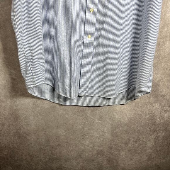 Ralph Lauren Shirt Mens XL Blue White Striped Seersucker Button Down Classic Fit - Picture 4 of 9